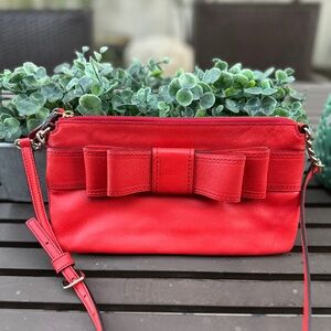 Kate spade Robinson Street Zanni Red Bow Crossbody Bag Leather Square Envelope